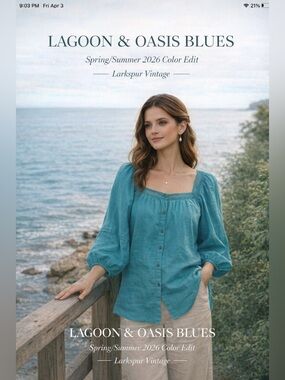 Trina Turk 'El Arsa' Balloon-Sleeve Pullover Cotton Top, Oasis Sz XL